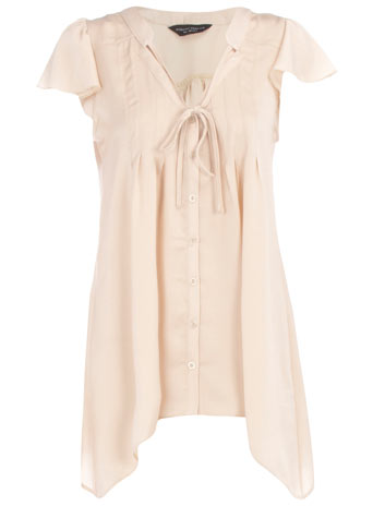 Dorothy Perkins Gold hanky hem tie neck blouse