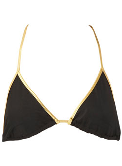 Dorothy Perkins Gold piped black bikini top