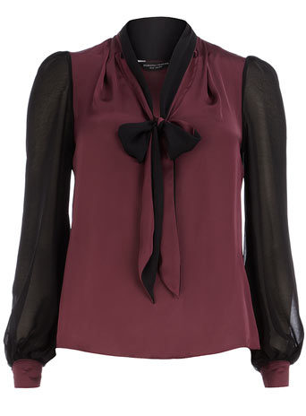 Dorothy Perkins Grape mixed pussybow blouse DP05329972