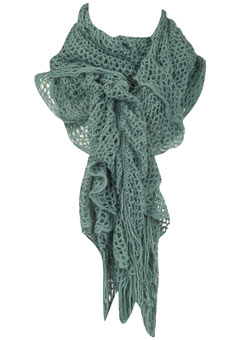 Green crochet ruched scarf