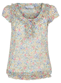 Dorothy Perkins Green ditsy ruched blouse