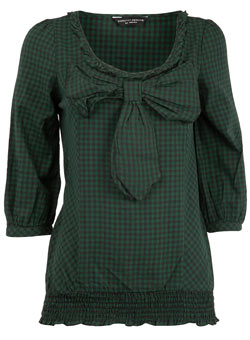 Green gingham bow top