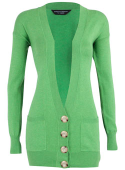 Green long-line cardigan