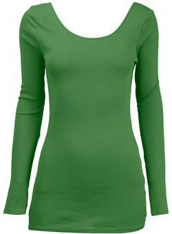 Dorothy Perkins Green long sleeve scoop back top
