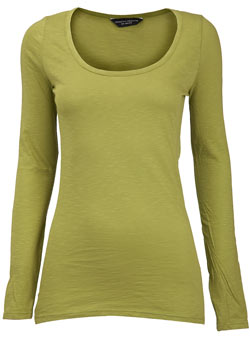 Dorothy Perkins Green long sleeve scoop neck top