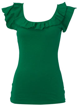 Dorothy Perkins Green slubby clown neck top