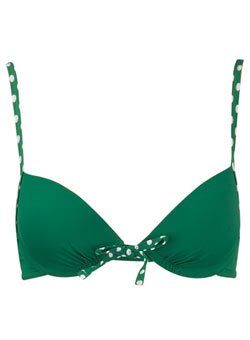 Dorothy Perkins Green spot trim bikini top