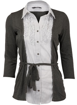 Dorothy Perkins Grey 2in1 stripe cardigan