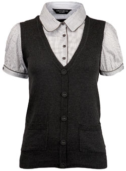 Dorothy Perkins Grey 2in1 waistcoat top