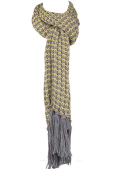 Dorothy Perkins Grey and lime zigzag scarf