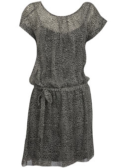 Dorothy Perkins Grey animal drop waist dress