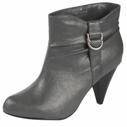 Grey buckle ankle boots