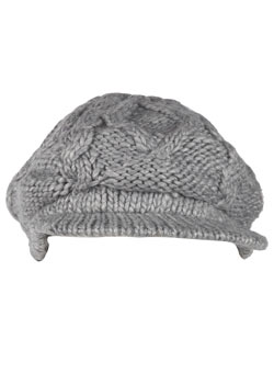 Dorothy Perkins Grey cable knit baker boy hat