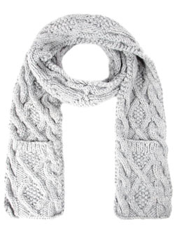 Dorothy Perkins Grey cable knit pocket scarf