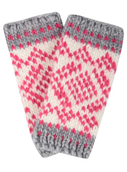 Dorothy Perkins Grey chunky Fair Isle warmers