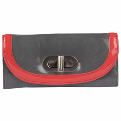 Dorothy Perkins Grey/coral twist lock purse