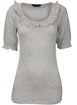 Dorothy Perkins Grey/cream shirred stripe top
