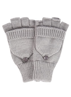 Grey fingerless gloves