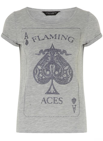 Dorothy Perkins Grey flaming aces t-shirt DP56324511