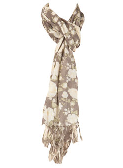 Dorothy Perkins Grey flower print cotton scarf
