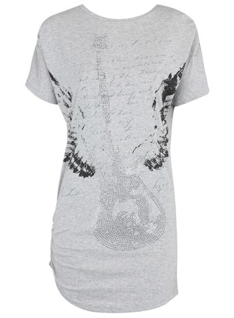 Dorothy Perkins Grey guitar print top