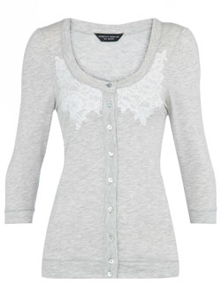 Dorothy Perkins Grey lace neck cardigan