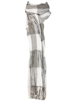 Grey large check ruched scarf