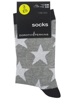 Dorothy Perkins Grey/lurex large star socks