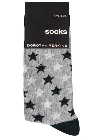 Grey lurex star socks