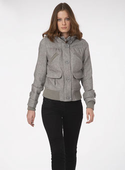 Grey lurex wool bomber jacket