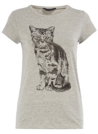 Dorothy Perkins Grey marl kitten t-shirt DP56242564