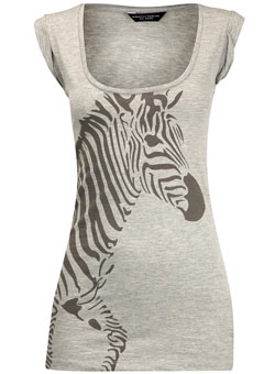 Dorothy Perkins Grey marl zebra print top