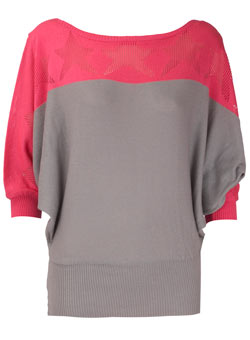 Dorothy Perkins Grey/pink batwing jumper