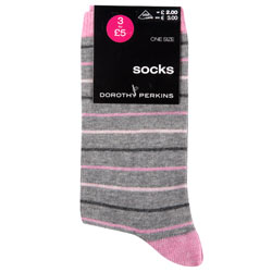 Dorothy Perkins Grey/pink stripe socks