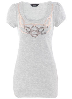 Dorothy Perkins Grey sequin necklace sweat top