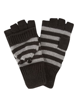 Grey stripe fingerless gloves