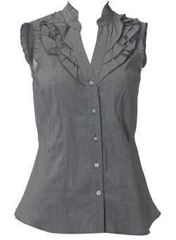 Dorothy Perkins Grey stripe ruffle neru blouse