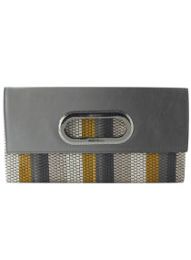 Dorothy Perkins Grey stripe weave clutch bag