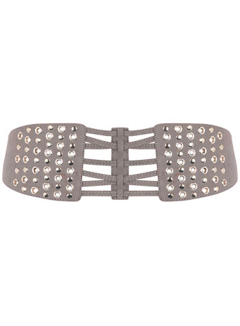 Grey stud wide waist belt