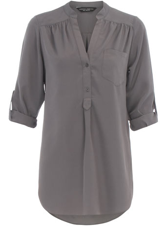 Dorothy Perkins Grey tab pocket blouse