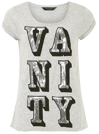Dorothy Perkins Grey vanity sequin motif t-shirt DP56318113