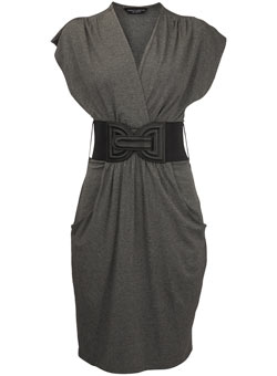 Dorothy Perkins Grey wrap belted pocket dress