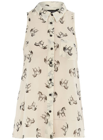 Horse print dip hem blouse DP05302682