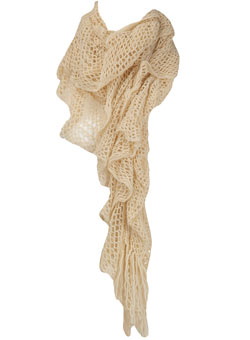 Ivory crochet ruched scarf