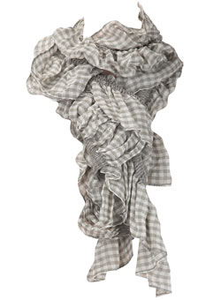Dorothy Perkins Ivory ruched check scarf