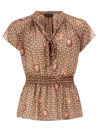 Dorothy Perkins Jewel print pussybow blouse DP05316110