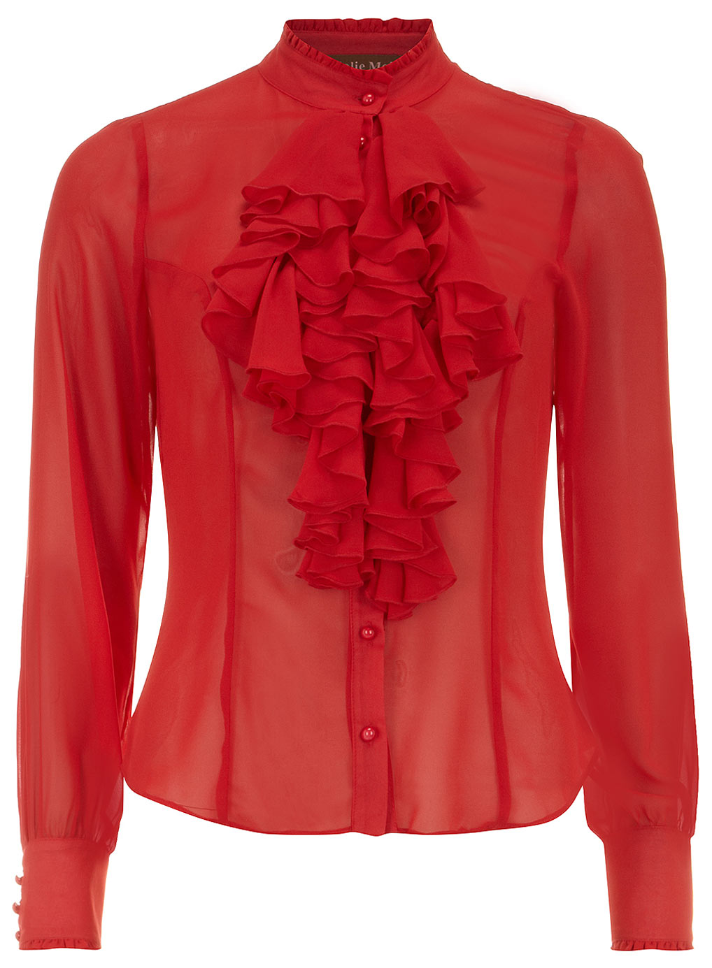 Jolie Moi Red Ruffle Front Blouse 61410173
