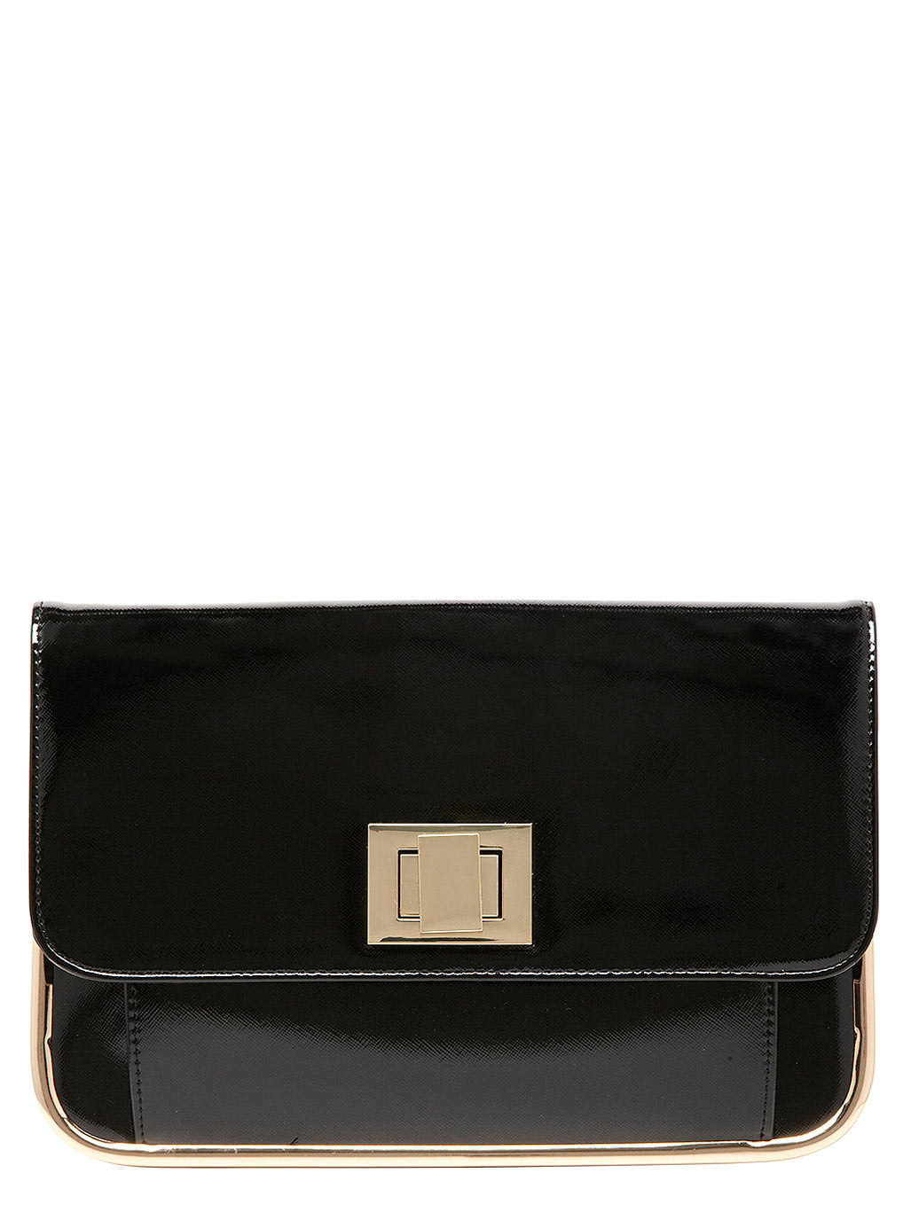 Dorothy Perkins Juno black bar edge clutch bag 18365410