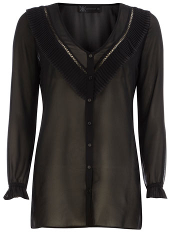 Dorothy Perkins Kardashian black pleat blouse DP36001501