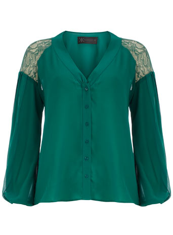 Dorothy Perkins Kardashian green lace blouse DP36001833